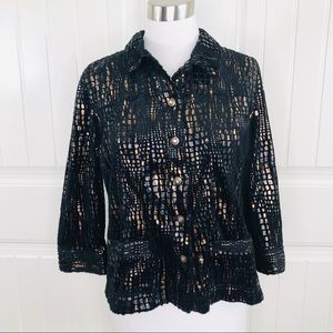 JM Collection Black Gold Snake Texture Jacket 12P